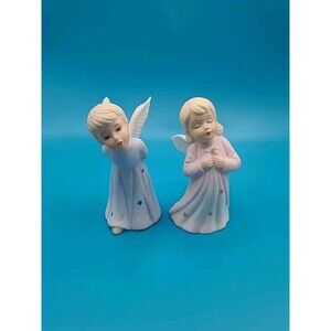 Lefton Angels Figurines Set Of 2 1990 Handpainted
